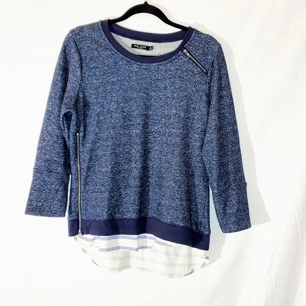 ❗️ Max Jeans Layered Long Sleeve Shirt Blue Medium - Picture 1 of 9